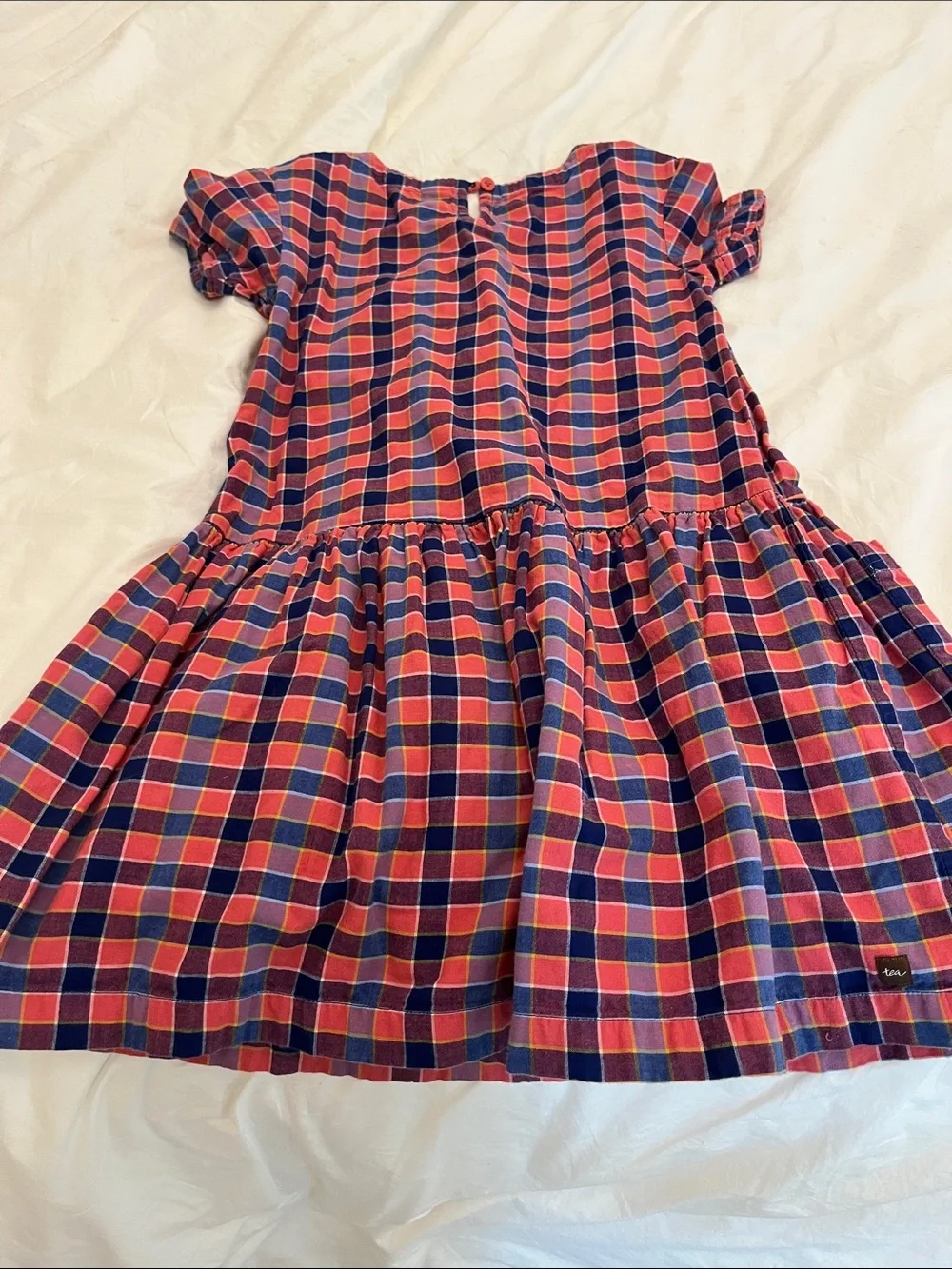 Tea Collection Red and Blue Plaid Short Sleeve Dress
